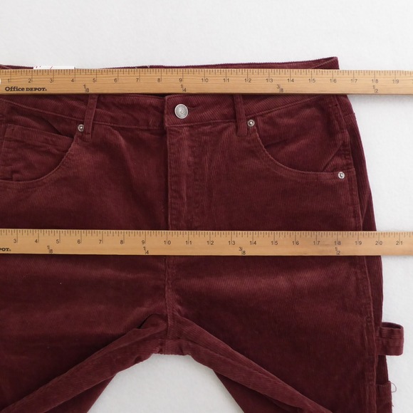 VIGOSS Frankie Straight Corduroy Carpenter Pants Burgundy Red Women's Size 32 - Picture 4 of 11